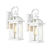 Darkaway Outdoor Lights Fixtures Wall Mount, Outdoor Wall Sconce with Seeded Glass Waterproof Outside Exterior Lights Fixture for House, Front Porch, Patio (2 Pack, White)