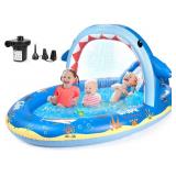 SULIFEEL Dinosaurs Inflatable Play Center Kiddie Pool with Slide and Sprinkler for Children, 96