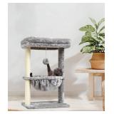 SYANDLVY Small Cat Tree for Indoor Cats, Activity Cat Tower with Scratching Post for Kittens, Cat Bed & Furniture with Basket & Hanging Ball for Play Rest