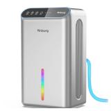 Dehumidifiers for Home (85 OZ Water Tank, 800 sq.ft) Quiet Small Dehumidifier for Basement Bedroom Bathroom with Drain Hose, 3 Gear Timer, Sleep Mode, Auto Shut Off, 7 Color Ambient Light