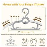 Baby Clothes Hangers 80PCS, 11-14 Extendable and Stackable Kids Hangers, 45g Ultra-Thick Space Saving Non-Slip Plastic Hanger for Infant, Toddler and Nursery Closet (Grey, MultiPCS)