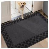 BEQHAUSE Door Mat Dirt Trapper Non Slip Entryway Rugs Absorbent Welcome Mat Low Profile Washable Front Door Mat for Muddy Paws,Entrance,Hallway, 32 x 48,Black