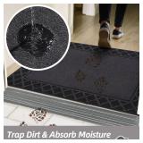 BEQHAUSE Door Mat Dirt Trapper Non Slip Entryway Rugs Absorbent Welcome Mat Low Profile Washable Front Door Mat for Muddy Paws,Entrance,Hallway, 32 x 48,Black