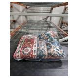 YJ.GWL Area Rug for Living Room, 4x6 Machine Washable Boho Rug for Bedroom, Low Pile Lightweight Thin Rugs Floral Vintage Distress Print Pattern Carpet for Dining Room, Red
