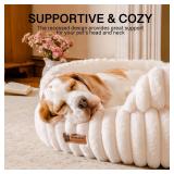 MEWOOFUN Washable Small Dog Bed, Cat Beds for Indoor Cats with Anti-Slip Bottom, Round Pet Bed for Puppy and Kitten (Beige, 24x24x9)