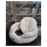 MEWOOFUN Washable Small Dog Bed, Cat Beds for Indoor Cats with Anti-Slip Bottom, Round Pet Bed for Puppy and Kitten (Beige, 24x24x9)