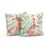 LVTXIII Outdoor/Indoor Throw Pillows, Decorative Patio Accent Pillows, Fluffy Water Repellent Garden Cushions for Home Patio Coach Sofa Use, 16x16 Inch, Pack of 2, Pretty Paisley