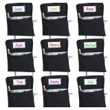 Xaatren MultiPcs Small Chair Pockets for Classroom 14 Inch School Chairs Bag Chairback Buddy Seat Pocket Student Classroom Organizer with Name Tag for Primary School Chair up to 14