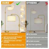 Nintiue Upgraded Modern Arc Dimmable Tall Standing Floor Lamp with Linen Shade, 1200 Lumens LED Bulb Included, for Living & Reading Room, Bedroom, Office & Nursery, Gold