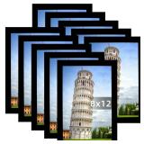 SESEAT 8x12 Picture Frame Multipack, Display Pictures 8x12 Prints Without Mat, Wall Mounting, Black
