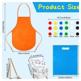 Tenceur Multi Pcs Kids Paint Party Favors Sets with Pcs Animals Pre Drawn Canvas Panel and Wooden Easel Set Paint Pots and Brushes Mini Apron and Tote Bag for Kids Boys Student Girls