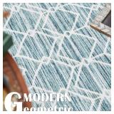 jinchan Moroccan Runner Rug 3x10 - Kitchen Machine Washable Runner Rug Modern Geometric Low-Pile Lightweight Non-Slip Carpet for Entryway Hallway Laundry Room Bedroom Bedside (3x10ft,Teal Blue)