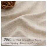 PleatedDrapes Floor Length Semi Sheer Curtains 120 Inches Long 2 Panels Set for Bedroom Window, Privacy Light Filtering Pleat Linen Blend Tan Natural Lush Decor Curtain Track&Back Tab Room Divider