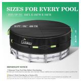 UIRWAY 16 Ft Round Winter Pool Cover with Reflective Strips, Swimming Pool Cover for Above Ground Pools, Solar Cover Including Rope Tie and Luminous Ground Nails, PU Tarp Snug Fit for UV Protected
