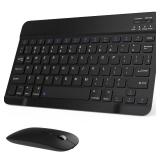 Rechargeable Bluetooth Keyboard and Mouse Combo, Universal Ultra-Slim Wireless Keyboard Mouse Set for Android Windows iPad iPhone Samsung Tablet Portable Compact Keyboard Set (Black)