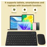 Rechargeable Bluetooth Keyboard and Mouse Combo, Universal Ultra-Slim Wireless Keyboard Mouse Set for Android Windows iPad iPhone Samsung Tablet Portable Compact Keyboard Set (Black)