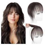 Hairro Wispy Bangs Clips in Real Human Hair, 3D 360° Cover Air Bangs 100% Real Hair, Clips on Lightweight Hairpieces for Women, Seamless Blend for Instant Volume on Top, 8 Inch Natural Black