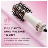 4-in-1 Travel Dual Voltage Hair Dryer Brush Blow Dryer Brush,Portable 2 inch Mini Hot Air Brush,Travel Hair Styler/Volumizer/Straightener/Curler,110-240V European Blow Dry Brush with EU&UK Plug