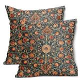 aportt Chinoiserie Floral Bird Colorful Pillow Covers 22X22 in Set of 2 Orange Sage Green Pimpernel Flower Throw Pillow Cases Vintage Art Pillow Covers Modern Home Decor for Couch Patio Sofa Porch