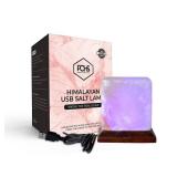 POHS USB Himalayan Mini Cube Salt Lamp, 7 Color Changing LED Bulb, Hand Crafted Crystal Rock Salt Night Light for Home Decor, Desk, and Gift | Premium Quality Wood Base and USB Cable