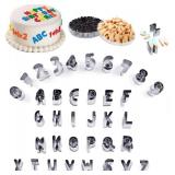 Mini Alphabet Number Cookie Cutters Sets of 37 Pieces Letter Mold Tools for Fondant Biscuit,Cake,Fruit,Vegetables,or Dough Stainless Steel