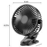 KONPWAY Compact Clip on Fan Battery Operated, 5000mAh 6 Inches Portable Personal Fan for Outdoors, Baby Stroller,Car Seat,Gym - Black