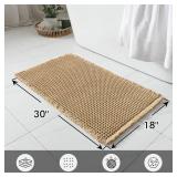 MIULEE Set of 2 Waffle Bathroom Rugs, Boho Bath Rugs Non Slip Washable, Super Absorbent Bath Mats, Ultra Soft Rubber Backed Shower Mats for Bathroom Floor, Tub and Shower, Brown, 18x30 Inch