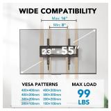 Pipishell Tilt TV Wall Mount Bracket Low Profile for Most 23-55 Inch LED LCD OLED 4K Flat Curved TVs up to 99lbs Max VESA 400x400mm, 8° Tilting for Anti-Glaring, Fits 8-16 inch Wood Stud