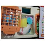 CUTE STONE Play Kitchen Sink Toys with Upgraded Real Faucet, Play Cooking Stove, Cookware Pot and Pan,Play Food, Color Changing Dishes Accessories for Boys Girls Toddlers