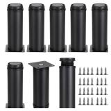 OwnMy 8PCS 6 Inch Stainless Steel Furniture Legs Feets Adjustable Metal Cabinet Desk Sofa Legs, Black Round Metal Furniture Risers Heavy Duty Coffee Table Replacement Legs for TV Stands/Dressers