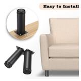 OwnMy 8PCS 6 Inch Stainless Steel Furniture Legs Feets Adjustable Metal Cabinet Desk Sofa Legs, Black Round Metal Furniture Risers Heavy Duty Coffee Table Replacement Legs for TV Stands/Dressers