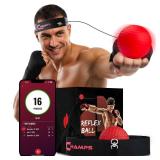 Champs MMA Boxing Reflex Ball with Punch Counter App | Boxing Equipment - Speed, Agility & Reflex Training | Hand Eye Coordination Training |Adjustable Headband| MMA Gear for Adults & Kids (Advanced)