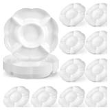 16 Pack 5 Sectional Plastic Serving Trays Round White Chips and Dip Tray Fruit Appetizer Serving Plate 10 Inch Veggie Platter Tray Divided Snack Tray for Party Nut Candy Fruit Dish Platter