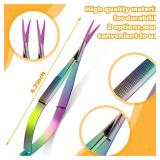 2 Pieces 4.7 Inch Stainless Steel Spring Scissors Embroidery Sewing Snips Scissors Eyebrow Trimming Scissor Curved Tip Thread Scissor for Ear Nose Mustache, 2 Styles (Dazzling Color)