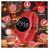Kids Watches for Girls Boys Digital Sport Watch with Step Counter Pedometer Vibration Alarm Clock, No App Waterproof Fitness Tracker Kids Watch Boys Girls Teens Students Ages 5-16