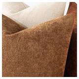 MIULEE Pack of 2 Decorative Throw Pillow Covers Soft Chenille Throw Pillows Solid Textured Euro Cushion Covers for Couch Sofa Bedroom Living Room 24x24 Inch, Brown