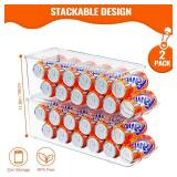 SCAVATA 2 Pack Soda Can Organizer for Refrigerator, Stackable Canned Food Pop Cans Container Can Holder Dispenser with Lid for Fridge Rack Freezer, Clear Storage Bins-Holds 12 Cans Each (Clear)