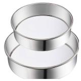 1 Pack Flour Sifter,Stainless Steel Fine Mesh Strainers Flour Sieve,60 Mesh Round Sifter for Baking Cake Bread (6-Inch and 8-Inch)