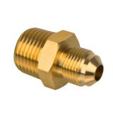JUWO 3/8 Flare x 1/2 NPT Male Brass Tube Fitting for Propane, LP and Natural Gas, Fuel, Half-Union (1-Pack)