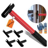 4 in 1 Door Hinge Adjustment Tool with Protective Gloves, Heavy Duty Painted Steel Hinge Bender Wrench with Rubber Grip, Door Gap Adjusting Wrench for Residential & Commercial Use