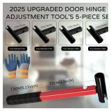 4 in 1 Door Hinge Adjustment Tool with Protective Gloves, Heavy Duty Painted Steel Hinge Bender Wrench with Rubber Grip, Door Gap Adjusting Wrench for Residential & Commercial Use