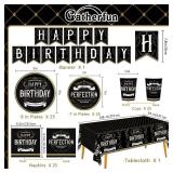 Birthday Party Supplies Disposable Paper Plates Napkins Cups Tablecloth and Banner for Happy Birthday Party Decorations, Serve 25 (Missing Some Cups)