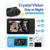 Elzeeo Wireless Baby Car Camera with 1080P Advanced Night Vision and 32H Battery, No Wi-Fi Needed Easy Setup Car Baby Monitor with Video Recording Adjustable Angle, Newborns Travel Essentials Gifts