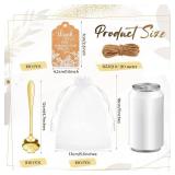 Gueevin 100 Set Bridal Shower Wedding Gifts Including Gold Flower Spoon Gift Tag Drawstring Organza Bag and Rope Coffee Teaspoon Set for Gift Souvenir Guest Favor Bachelorette Tea Party Supplies