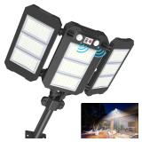 Solar Flood Lights Outdoor, 7000 LM Super Bright Aluminum Arm Solar Lights, 3 Heads Dusk to Dawn LED Dual Motion Sensor Lights, IP65 Waterproof Security Light with 3 Modes for Yard Street Barn