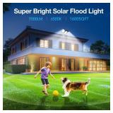Solar Flood Lights Outdoor, 7000 LM Super Bright Aluminum Arm Solar Lights, 3 Heads Dusk to Dawn LED Dual Motion Sensor Lights, IP65 Waterproof Security Light with 3 Modes for Yard Street Barn