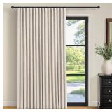 INOVADAY 100% Blackout Curtains for Bedroom, Black Out Curtains 108 Inch Long, Clip Rings Linen Blackout Drapes, Thermal Insulated Room Darkening for Living Room, 1 Panel - Cream,W102xL108