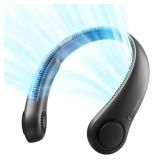 JISULIFE Portable Neck Fan, Hands-Free Bladeless, 5 Speeds, 4000 mAh Battery Operated Wearable Personal Fan, Twistable, Rechargeable, Gift for Women Men-Black