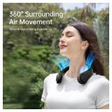 JISULIFE Portable Neck Fan, Hands-Free Bladeless, 5 Speeds, 4000 mAh Battery Operated Wearable Personal Fan, Twistable, Rechargeable, Gift for Women Men-Black