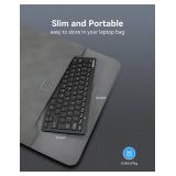 TECKNET 2.4G Wireless Keyboard - Mini Compact Keyboard with Media Hotkeys, 12-Month Battery Life, Compatible with PC, Desktop, Laptop, Smart TV - Black
